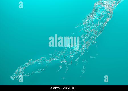 Water Splash Isolated On blue background. Stylish water splash. for montage and overlay Water Splash Isolated On blue background. Stylish water splash Stock Photo