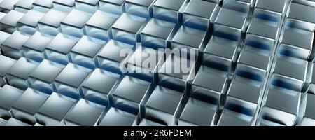 Abstract Modern Background. Clear pattern abstract background cube metallic and blue. futuristic banner. Geometric 3d cubes abstract background. 3d il Stock Photo
