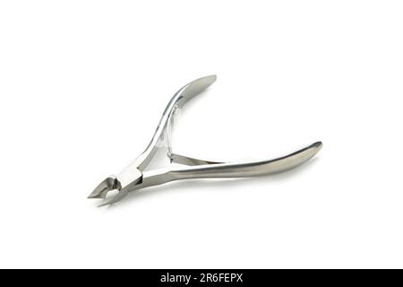 Nail clippers isolated on white background. Top view Stock Photo