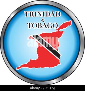 Vector Illustration for Trinidad & Tobago, Round Button. Used Didot font. Stock Vector