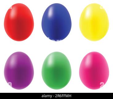 Multi-coloured Easter eggs  on a white background Stock Vector