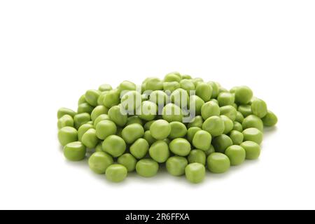 Fresh green peas isolated on a white background. Studio photo. Top view Stock Photo