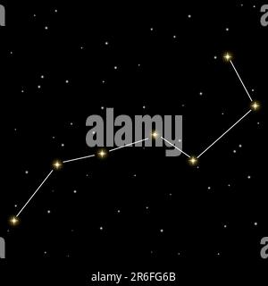 Big dipper star constellation isolated on black background. Stock Vector