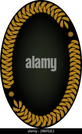 Oval frame of leaves on dark background Stock Vector