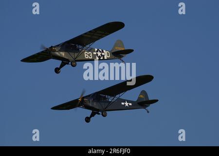 Piper J.3 C Cub, 479766, 63-D, G-BKHG, Shuttleworth Special Ops Evening Air Display, Stock Photo