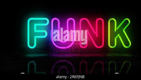 Funk music neon symbol. Funky entertainment retro style light color ...