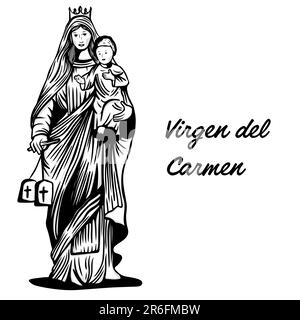 hand drawn virgen del carmen vertical banner illustration Stock Vector ...