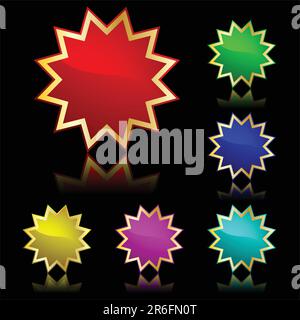 vector popular color buttons star for internet Stock Vector
