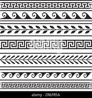 Set of geometric greek borders, isolate design elements. Full scalable vector graphic included Eps v8 and 300 dpi JPG. Stock Vector