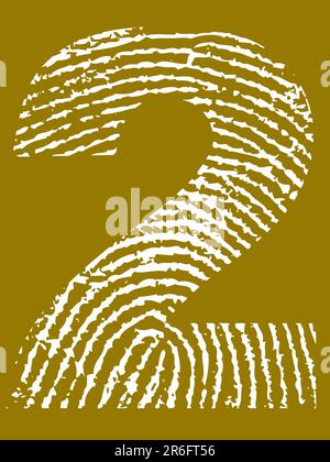 Grunge Fingerprint Alphabet - Number 2 (Highly detailed grunge letter) Stock Vector