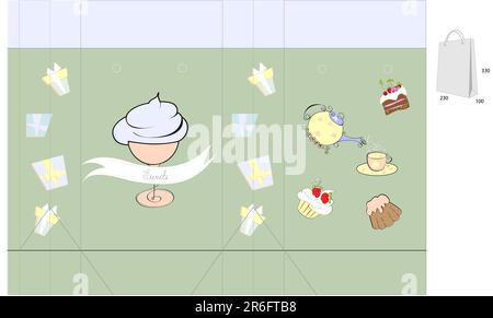 Template for bag with sweets Stock Vector