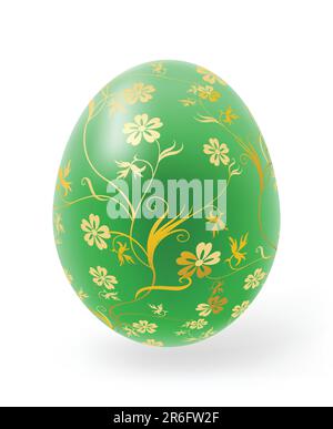 Multi-coloured Easter eggs with decor elements on a white background Stock Vector