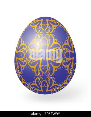 Multi-coloured Easter eggs with decor elements on a white background Stock Vector