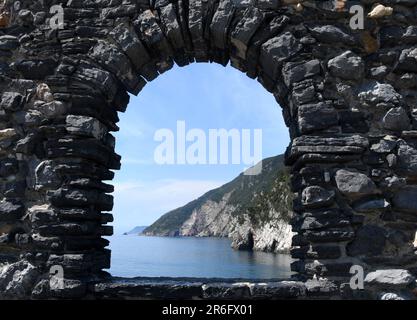 The marvelous gulf of Lord Byron's grotto framed by the medieval ...