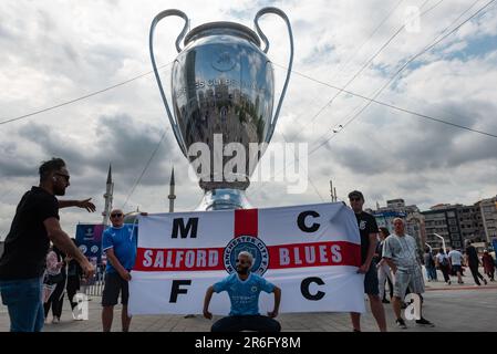 Istanbul, Turkey. June 9th 2023 Manchester City Fans in Taksim Square before the Champions League final, Istanbul, Turkey. Stock Photo