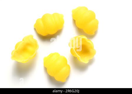 Gnocchetti sardi pasta isolated on white background. close up. Stock Photo