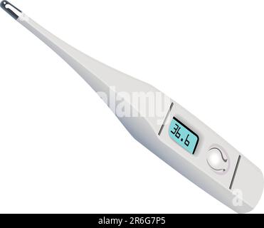 Vector electronic medical thermometer on the white isolated background Stock Vector
