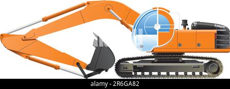 Vector color illustration of an excavator. (Simple gradients only - no gradient mesh.) Stock Vector