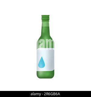 Digital painting illustration of Soju, famous clear, colorless distilled beverage of Korean origin Stock Photo