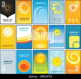 Large collection of summer themed business cards Stock Vector