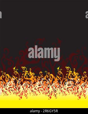 vector floral ornament In flame style (horizontal seamless) Stock Vector