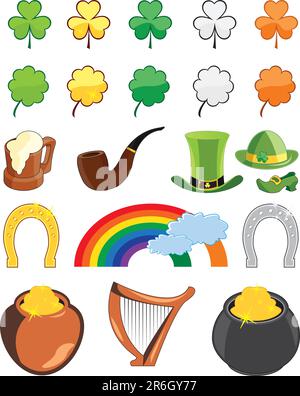 Collection of St. Patricks day icons - vector illustrations Stock Vector