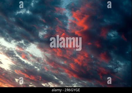 Altocumulus perlucidus clouds dramatic sunset Stock Photo