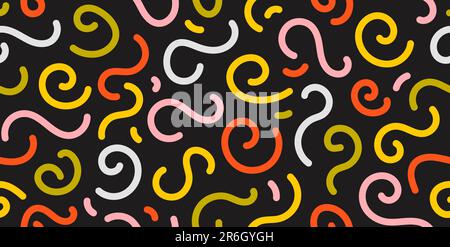 Colorful doodle seamless pattern. Abstract childish squiggle repeating background. Simple scribbles and shapes wallpaper. Textile or fabric print design swatch. Vector backdrop. Stock Vector