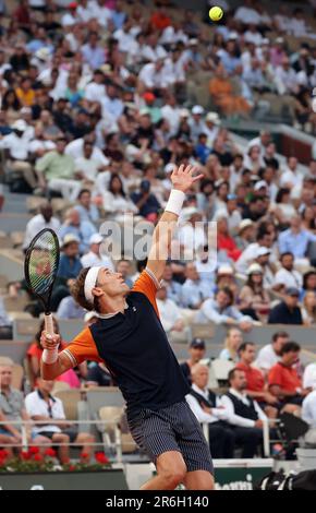 Paris, France. 09th June, 2023. Fourth-seeded Casper Ruud of Norway plays against Alexander Zverev of Germany at the French Tennis Open in Paris, France, on Friday, June 9, 2023. Ruud won 6-3, 6-4, 6-0 and qualified for the finals. Photo by Maya Vidon-White/UPI Credit: UPI/Alamy Live News Stock Photo