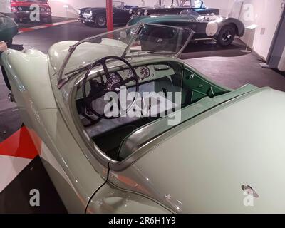 ROMANSHORN, SWITZERLAND - JUNE 4, 2023: Vehicle interior of British classic vehicle Jaguar XK120 in the Romanshorn's privat museum Stock Photo