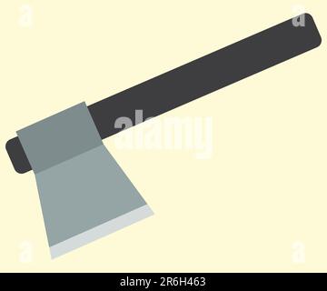Axe, iron axe and iron handle, grey and yellow colors, blade, sharp, suitable for equipment and tools shop logo and sign, good for icons and banners Stock Photo