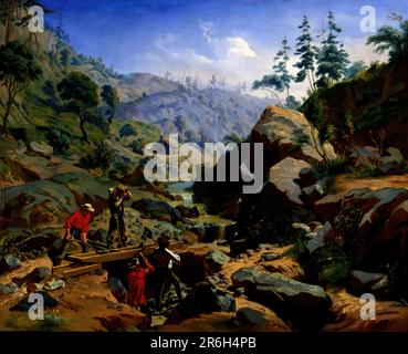 Miners in the Sierras. oil on canvas mounted on canvas. Date: 1851-1852. Museum: Smithsonian American Art Museum. Stock Photo