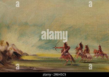 Comanche Giving Arrows to the Medicine Rock. oil on canvas. Date: 1837-1839. Museum: Smithsonian American Art Museum. Stock Photo