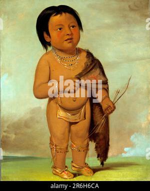 Tcha-aés-ka-ding, Grandson of Buffalo Bull's Back Fat. oil on canvas. Date: 1832. Museum: Smithsonian American Art Museum. Stock Photo