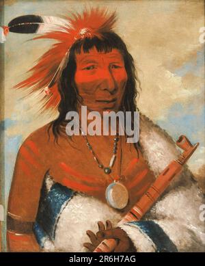 Wá-nah-de-túnk-ah, Big Eagle (or Black Dog), Chief of the O-hah-kas-ka-toh-y-an-te Band. oil on canvas. Date: 1835. Museum: Smithsonian American Art Museum. Stock Photo