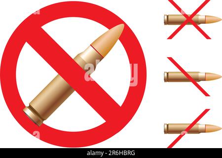 Bullet and the interdiction symbol on the white background Stock Vector