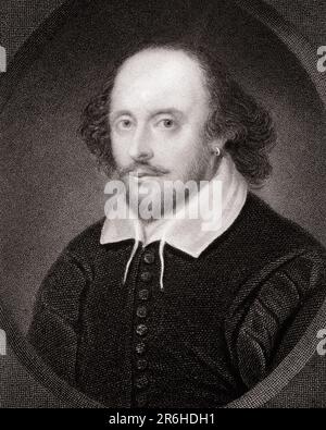 1600s PORTRAIT OF WILLIAM SHAKESPEARE ENGLISH POET PLAYWRIGHT ACTOR DURING ELIZABETHAN AND JACOBEAN ERAS - q52284 CPC001 HARS WILLIAM Stock Photo