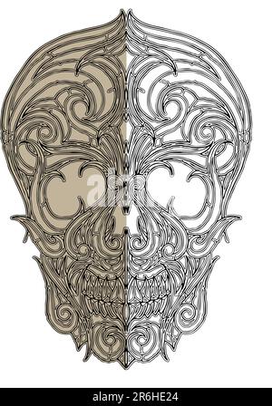 Line art skull illustration Stock Vector