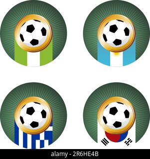 Composition with footballs in the flags of each country of the group B to the 2010 soccer World Cup Stock Vector