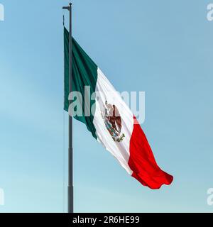 Mexican flag on Zocalo main square, Mexico City, Mexico. Stock Photo
