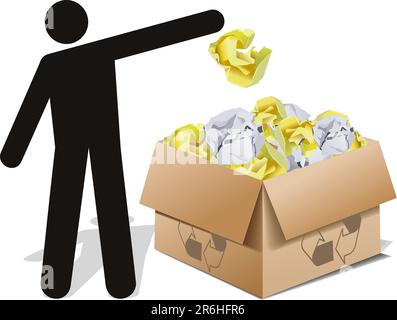 vector man with full ecologic box Stock Vector
