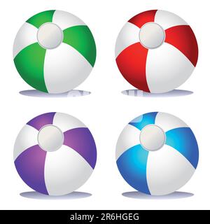 Collection of beach balls, vector illustration, isolated on white background. File included editable Eps v8 and 300 dpi JPG Stock Vector