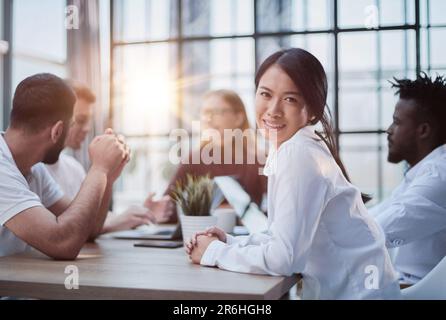 Multi-ethnic group of architects in a meeting Stock Photo