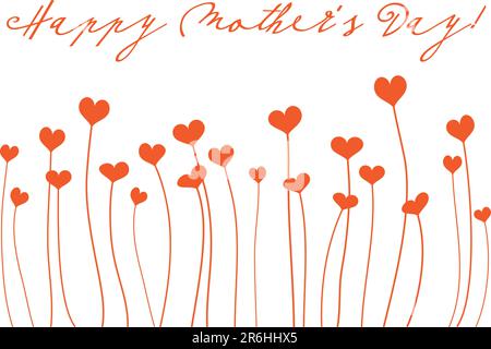 mother's day greeting card with heart flowers, vector Stock Vector