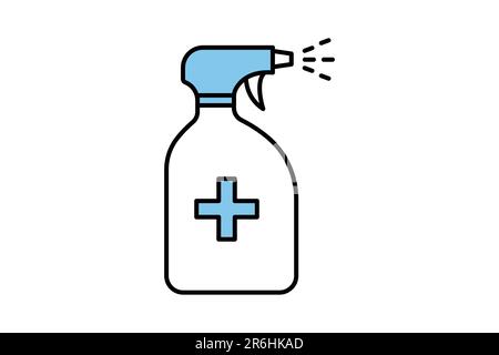 sprayer bottle icon. spray drops. icon related to disinfectant, antiseptic. Two tone icon style design. Simple vector design editable Stock Vector