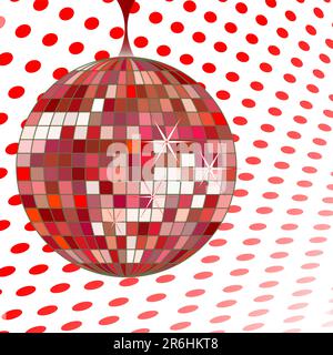 disco ball red, vector art illustration; more disco balls in my gallery Stock Vector