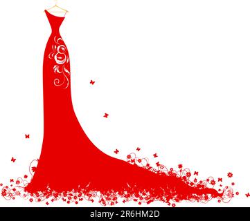 Wedding dress red on hangers Stock Vector