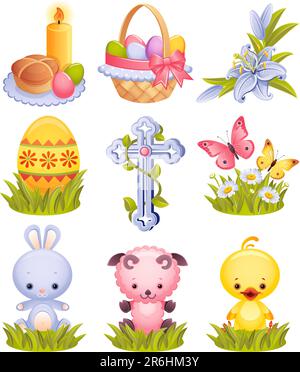 Vector illustration - Easter icon set Stock Vector