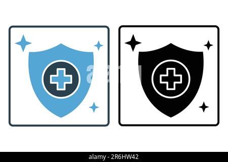 Hygiene protection icon. shield and health cross. icon related to hygiene. Solid icon style design. Simple vector design editable Stock Vector