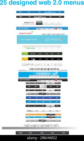 25 designed web 2.0 navigation bars Stock Vector